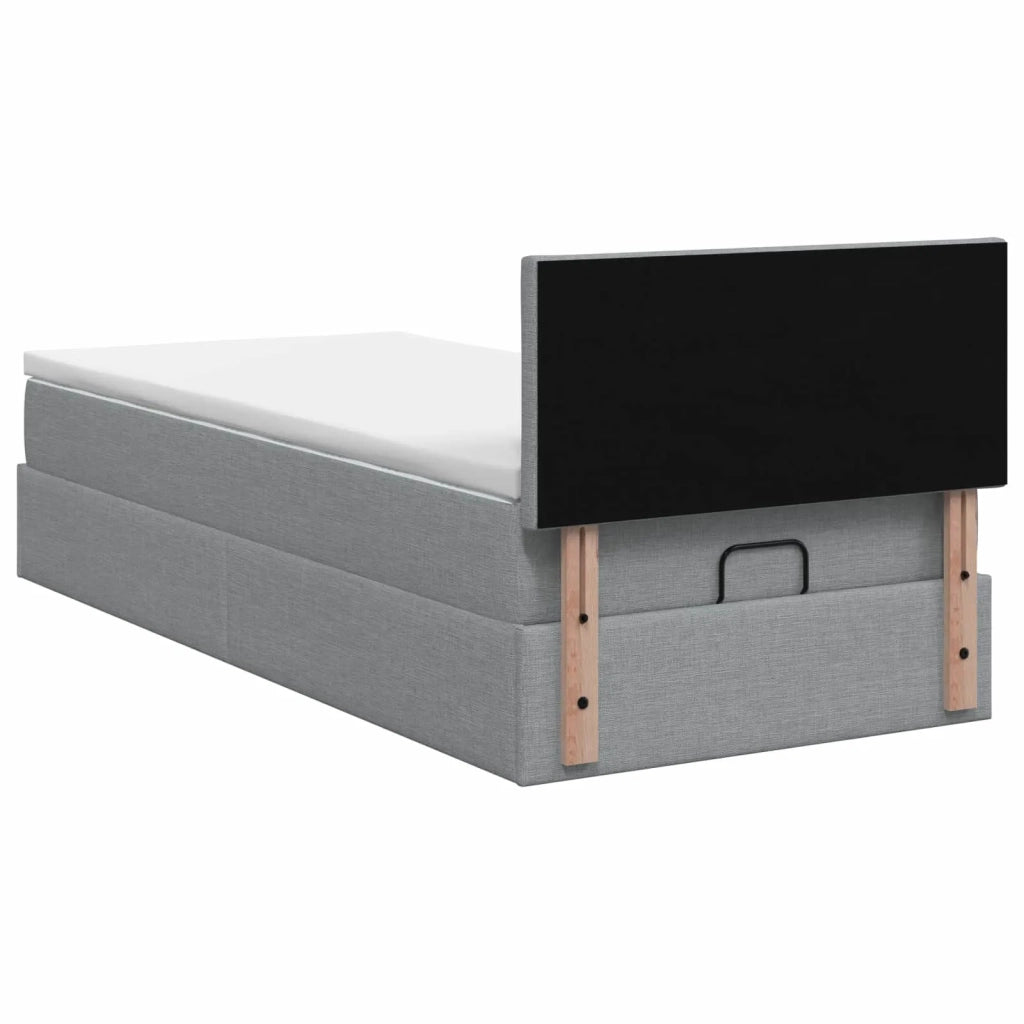 Letto ottomano con materasso Grigio Chiaro 100 x 200 cm Tessuto 3456385