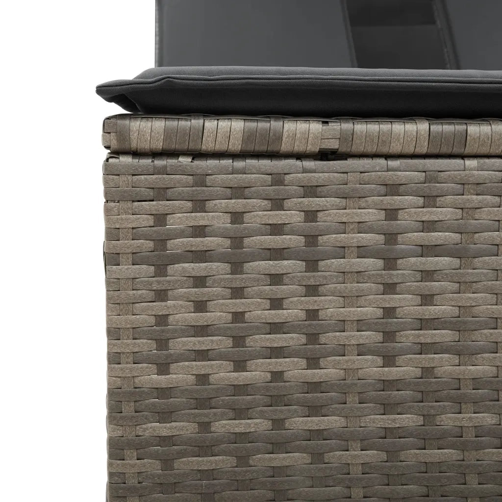 Lettino Doppio con Baldacchino e Cuscini Grigio in Polyrattan