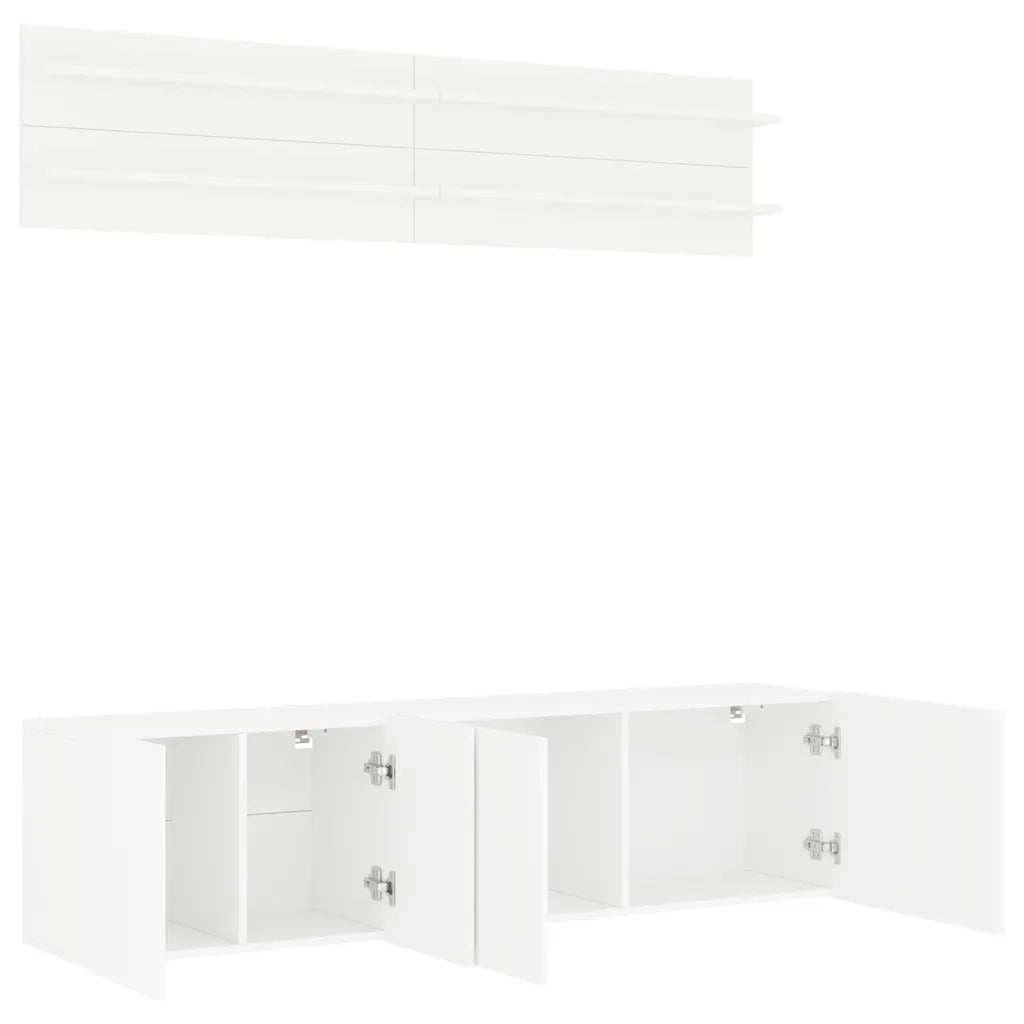 Mobili TV a Muro 6pz Bianchi in Legno Multistrato 3216478
