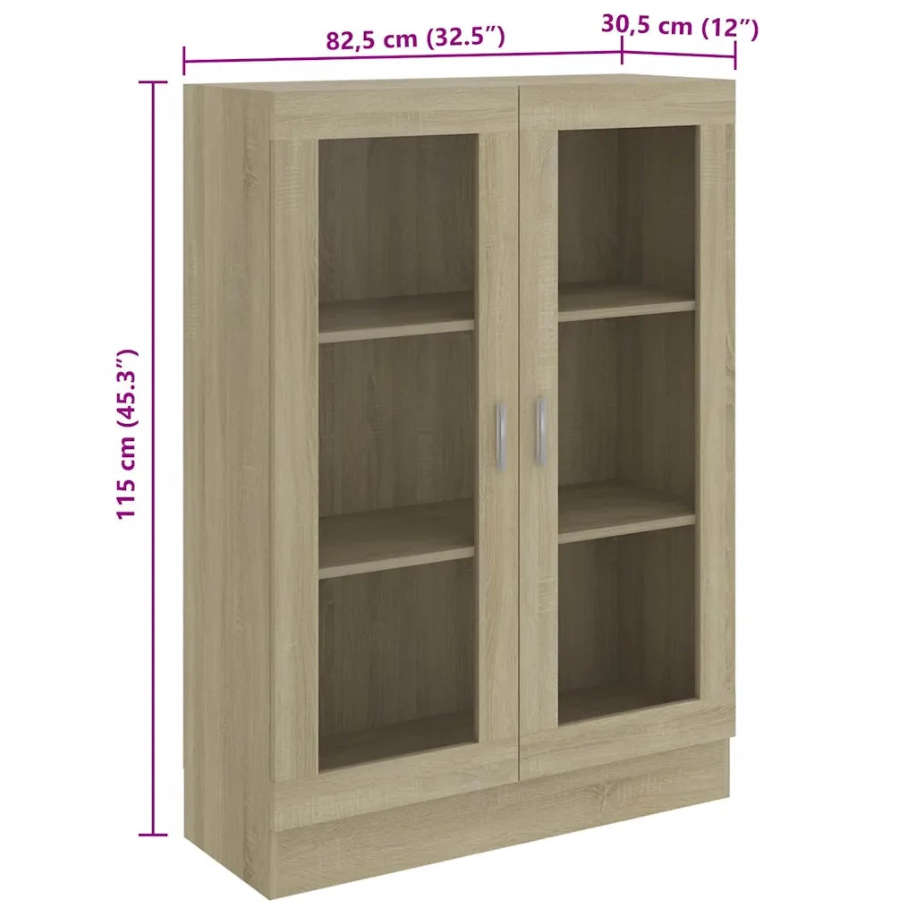 Elegante e raffinata vetrina 82,5 x 30,5 x 115 cm design pratico per il soggiorno realizzata in legno composito di rovere Sonoma 02_0047753