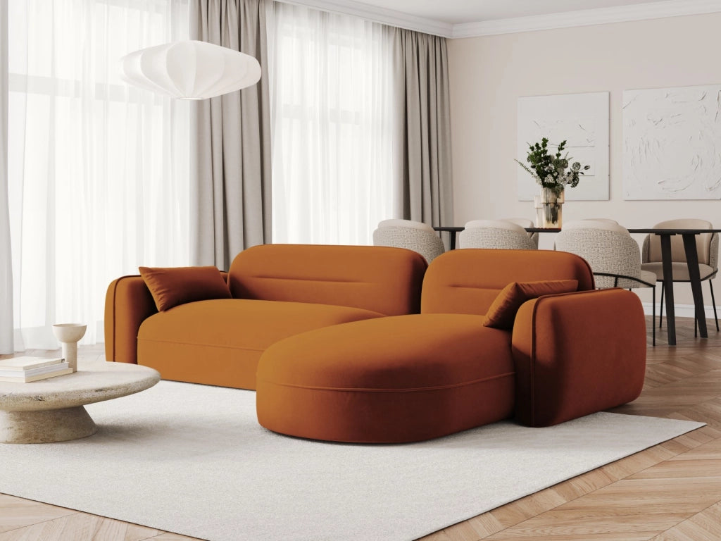 Cosmopolitan Design - Divano angolare modulare destro "Sydney" 4 posti in velluto terracotta 