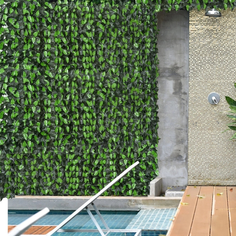 Siepe artificiale, pianta rampicante artificiale, decorazione per esterni, aspetto realistico, 300 cm x 100 cm, verde scuro