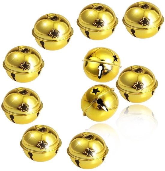 Decorazioni per Feste 10 pezzi - Giallo - Campane Metalliche - Decorazione per Matrimoni/Feste - 50 mm - Ideali per la Decorazione di Natale - Decorazioni a Sfera