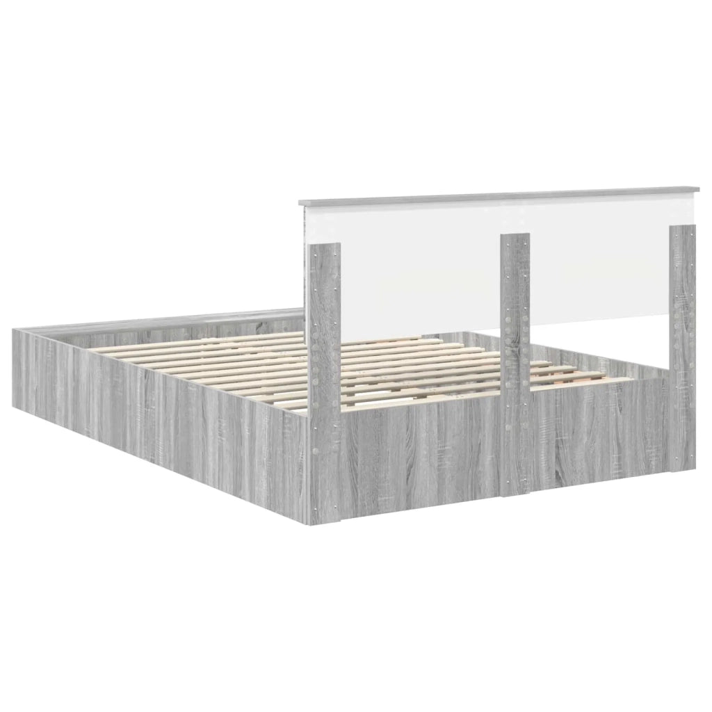 Struttura del letto con lo scaffale Grigio Sonoma 140 x 200 cm
