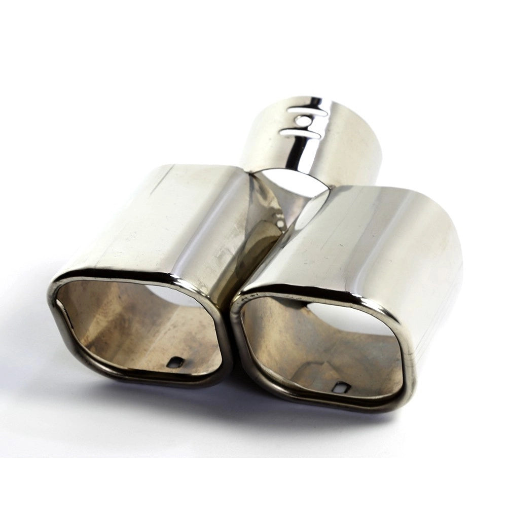 Trade Shop - Doppio Scarico Sportivo Codino Marmitta Terminale Auto Tuning Acciaio Cromato -