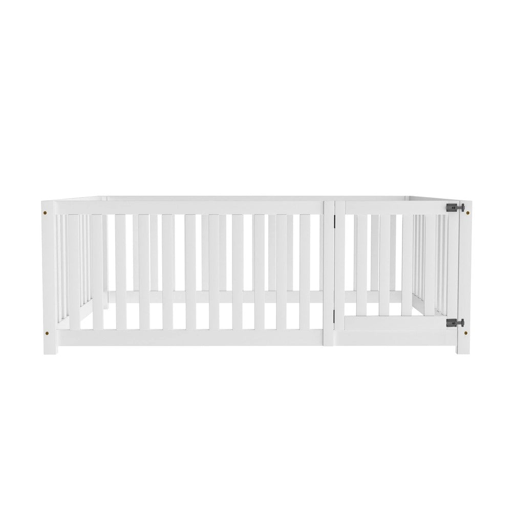 Letto per Bambini in Legno con Rete e Porta ¨C MINIMAL ¨C Bianco 140x200
