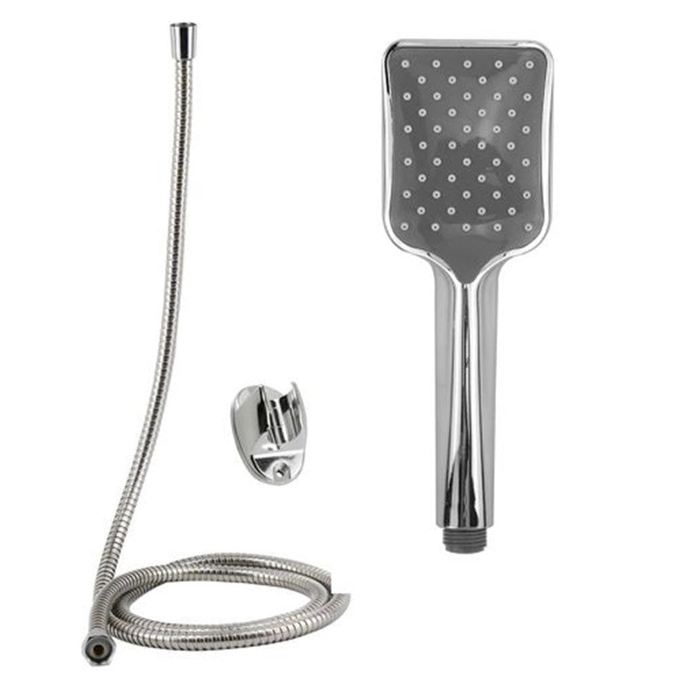 Trade Shop - Kit Doccetta Doccino Soffione Rettangolare Doccia Bagno Con Laccio 1,8mt Staffa 69314 -