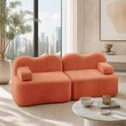Divano modulare senza telaio 192x98x70 cm in velluto arancione; senza montaggio