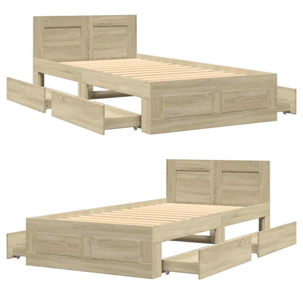 Giroletto con Testiera Rovere Sonoma 90x190cm Legno Multistrato 3295613