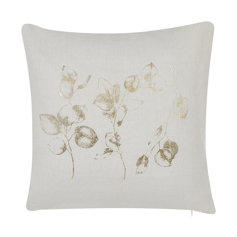 Set di 2 cuscini in poliestere bianco sporco 45 x 45 cm con stampa a foglia con imbottitura a cerniera.