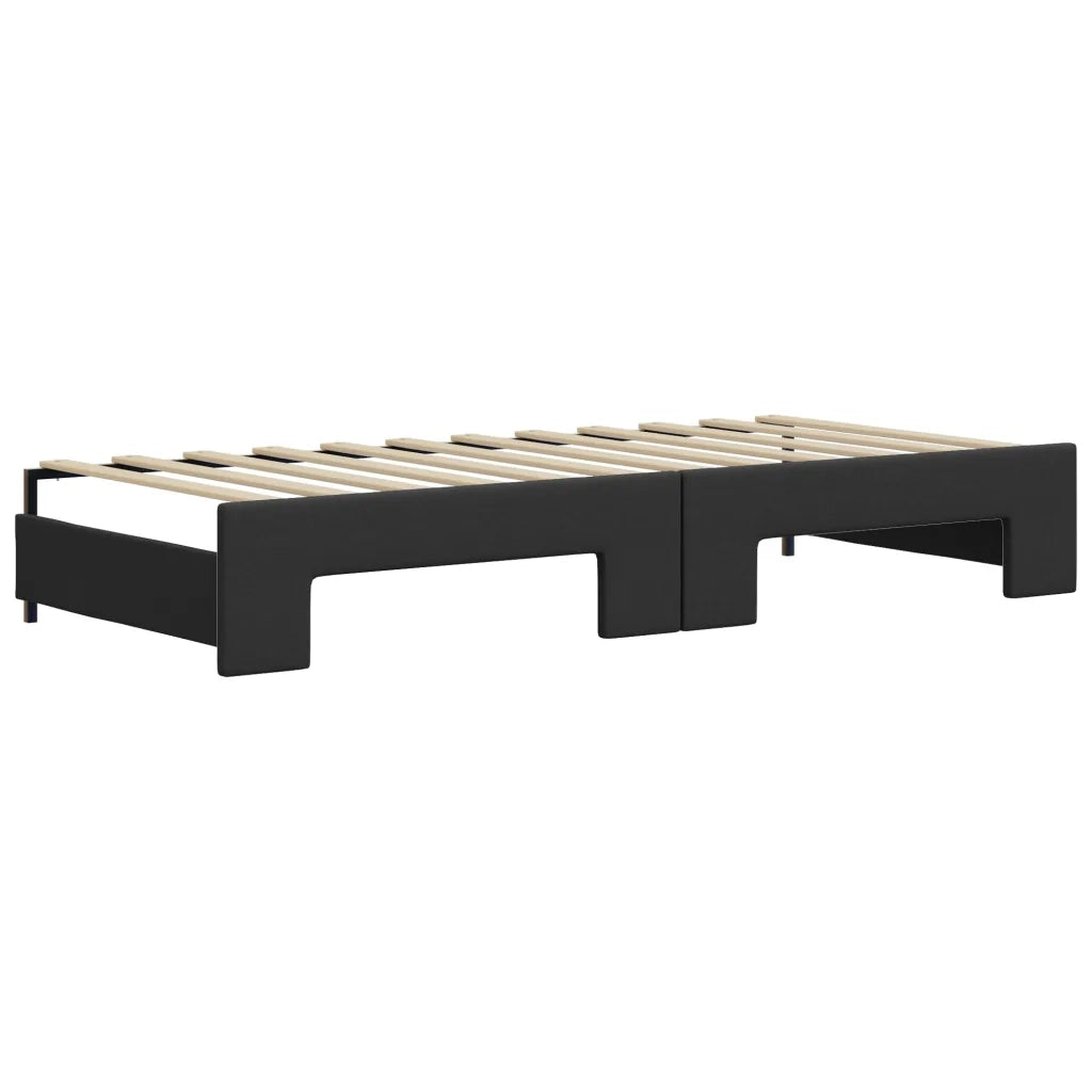 Divano Letto Estraibile con Cassetti-Sofa Letto-Daybed Nero 90x200 cm Similpelle