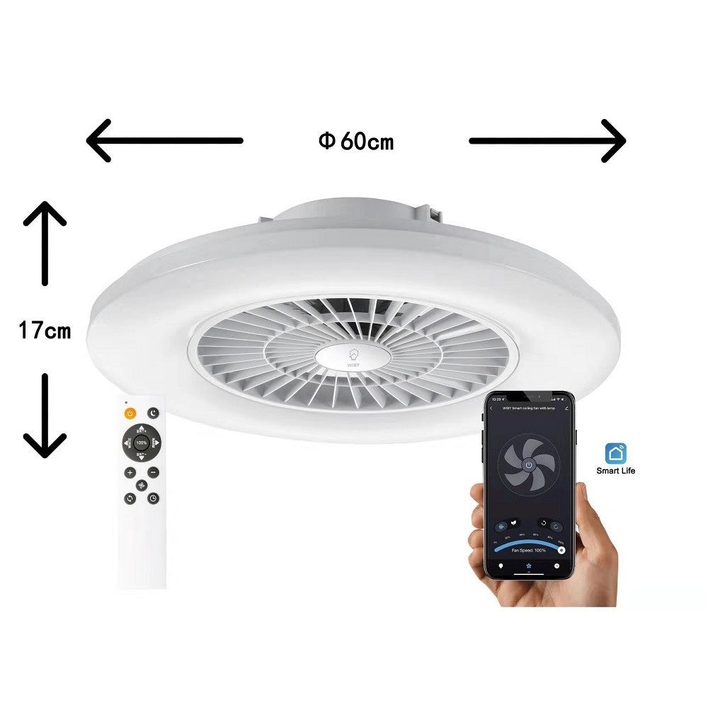 Trade Shop - Plafoniera Con Ventilatore Dimmerabile 40w Silensioso App Telecomando 323115-1 -