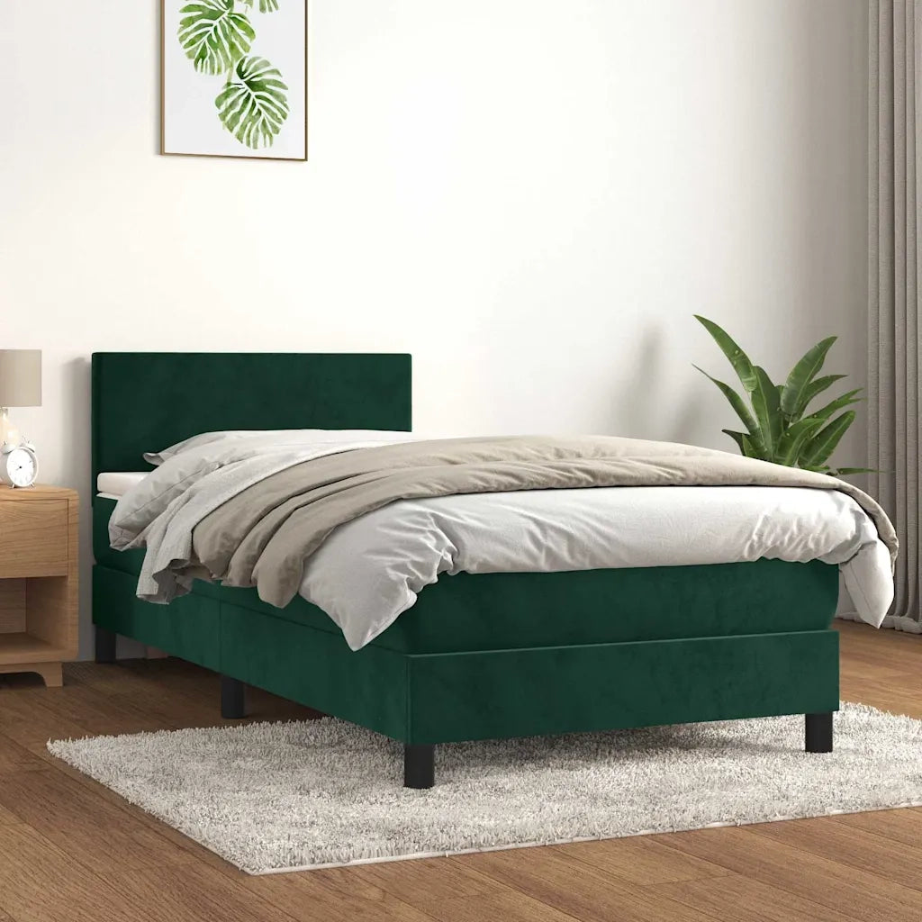 Giroletto a Molle con Materasso Verde Scuro 90x190 cm Vellutocod mxl 75630