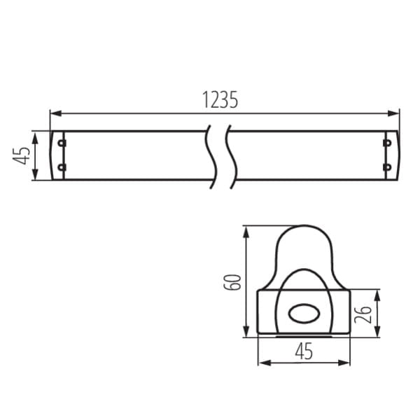 Kanlux ALDO LED plafoniera T8 G13 120cm bianca IP20