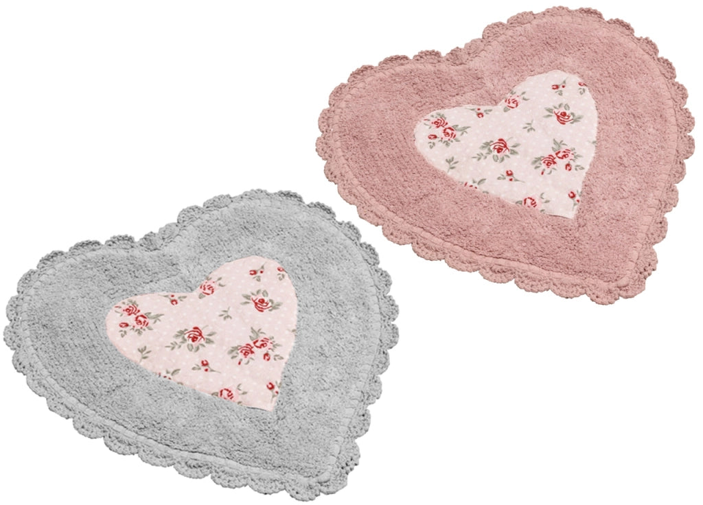 Tappeto Bagno Doccia Spugna Tappetino Assorbente Cotone Pelo Corto Mod. Vie En Rose - Vie En Rose - Grigio