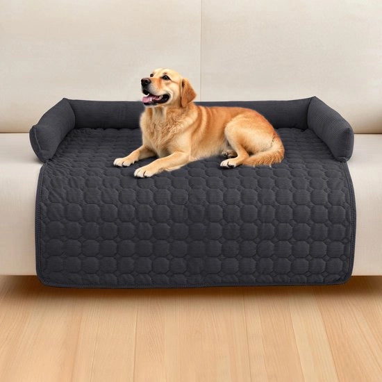 Cuscino per Cani Premium - Protezione per Banchi per Animali di Compagnia, Cuscino per Cani Manuale e Lavabile, Materassino per Cani morbido per Tutte le Taglie (Koord Kunkel Grigio, 75 x 75CM)
