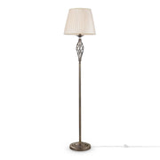 Piantana Shabby Chic Grace Metallo Ottone 1 Luce Diffusore Organza Beige