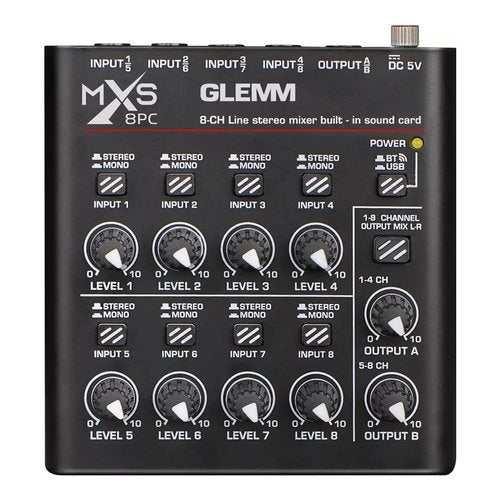 Mixer disc jockey glemm mxs 8pc black - 8015439390082