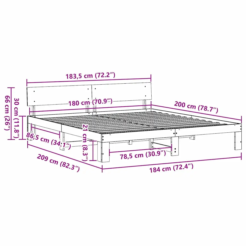 Struttura del letto Marrone cerato 180 x 200 cm Pino massello 872643