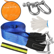 Cavo di recupero per auto 5m x 5cm, attacco per auto fino a 8 ton (17.636 lbs), set di accessori di recupero off-road, con 2 ganaschi rinforzati, 2 guanti e 2 tasche di stoccaggio