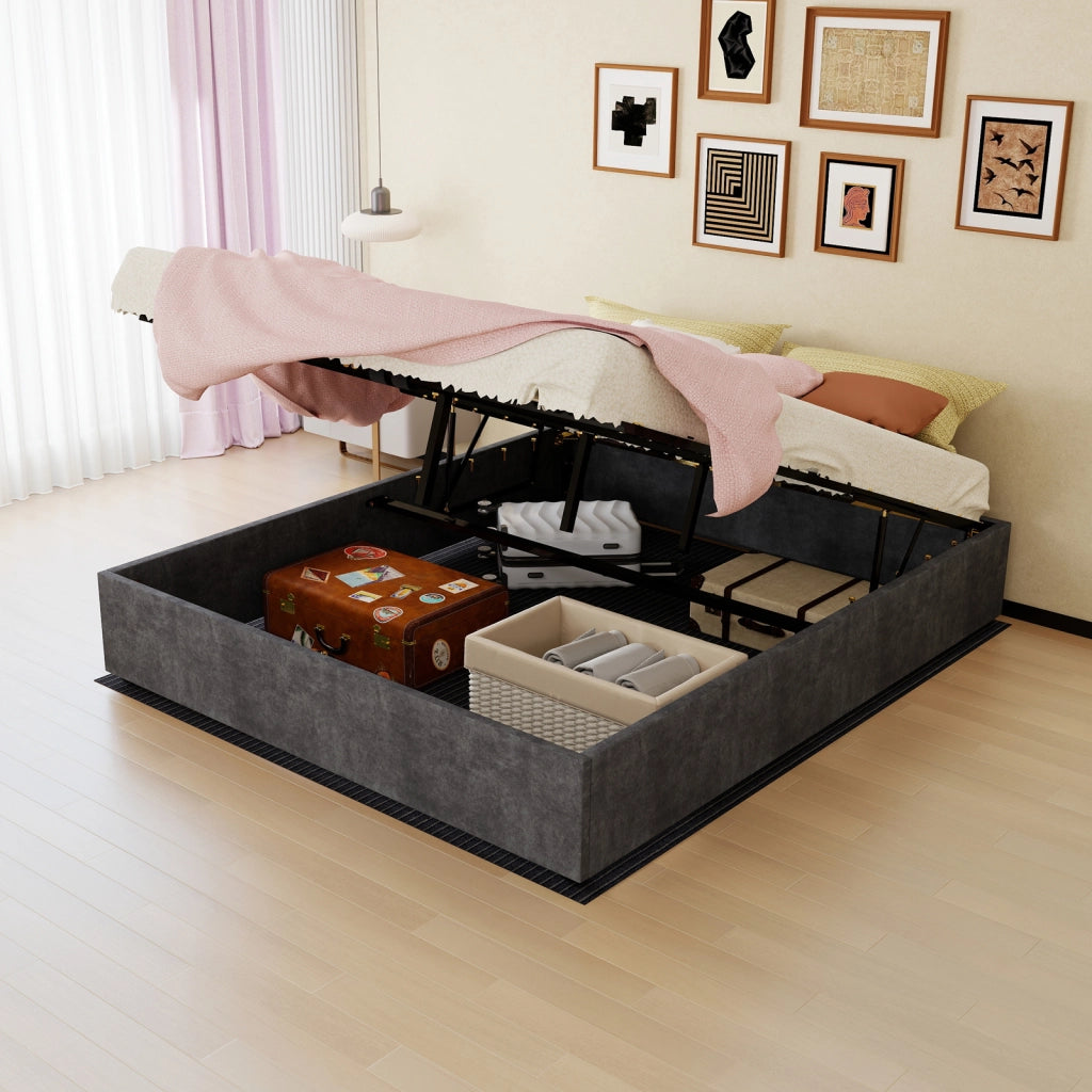 LETTO Telaio 160x200 cm Grigio in Tessuto e Metallo