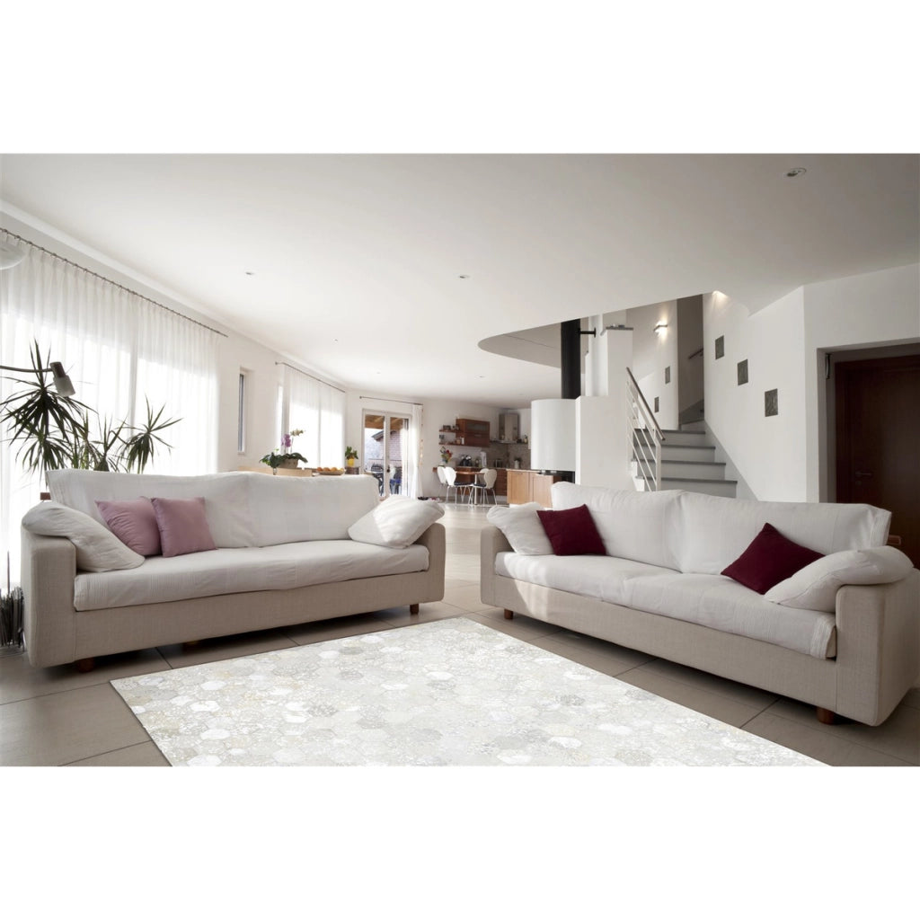 Tappeto in pelle Dazzle Grigio e Argento 80x150 cm