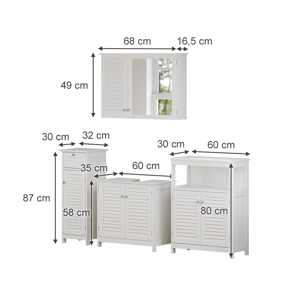 Vicco Set di mobili da bagno Bianco 4 pezzi, opzione 4