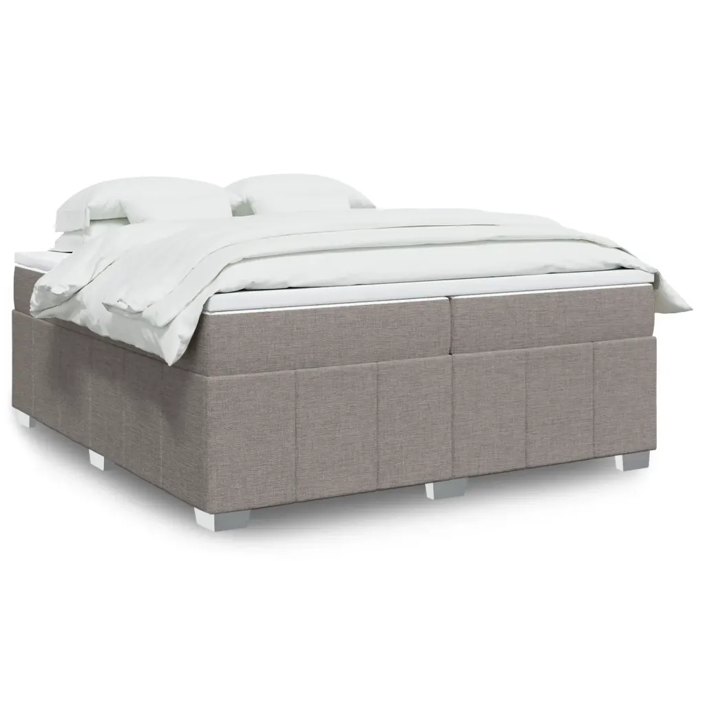 vidaXL Giroletto a Molle con Materasso Tortora 200x200 cm in Tessuto