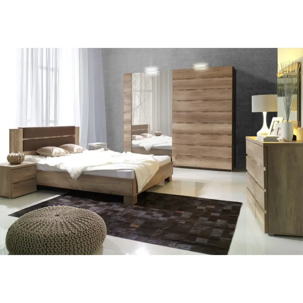 Cassettiera ROMI – 4 cassetti e 1 porta – Colore quercia dab canyon – L110 × P43,5 × H87,5 cm – Camera da letto per adulti