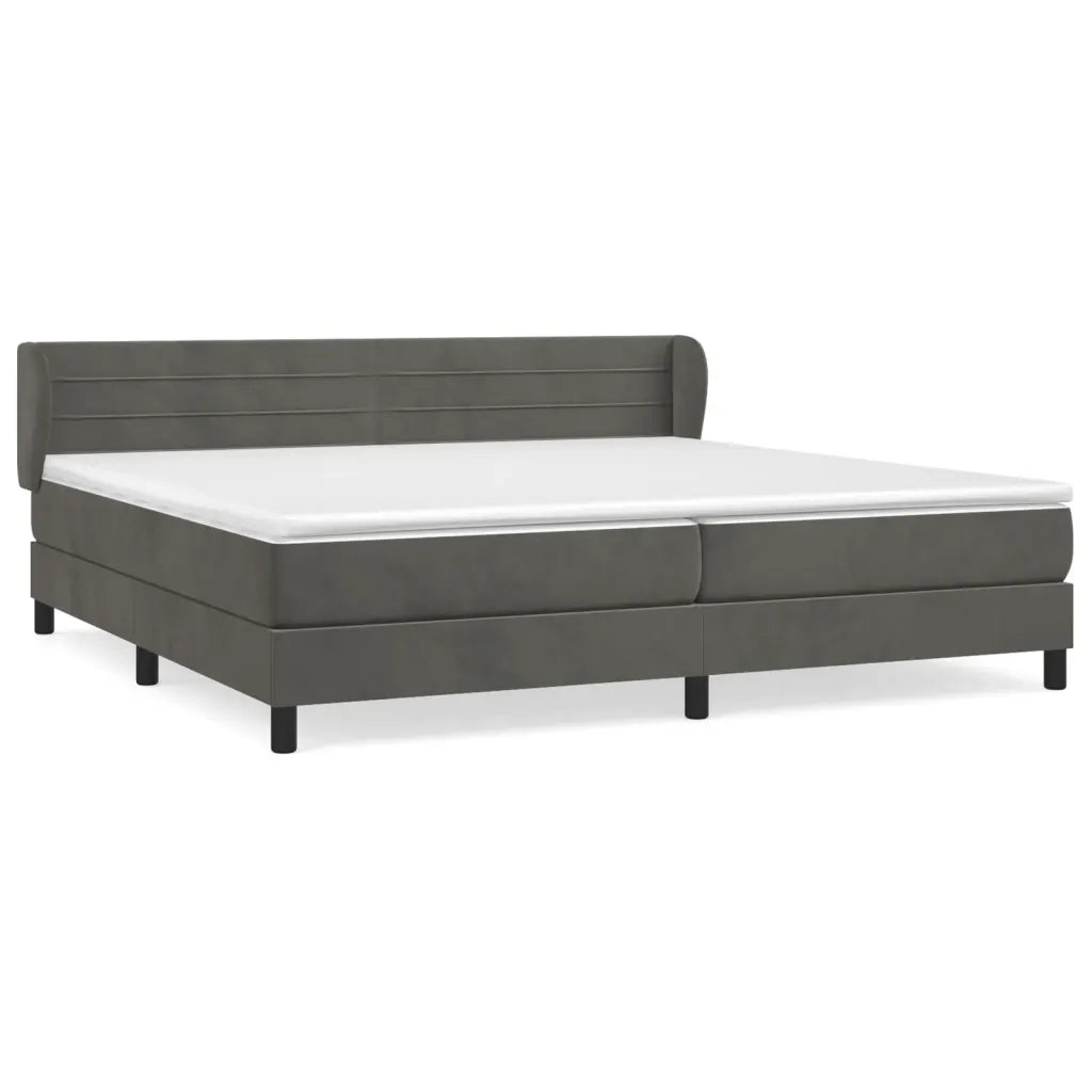 Giroletto a Molle con Materasso Grigio Scuro 200x200 cm Velluto 3127572
