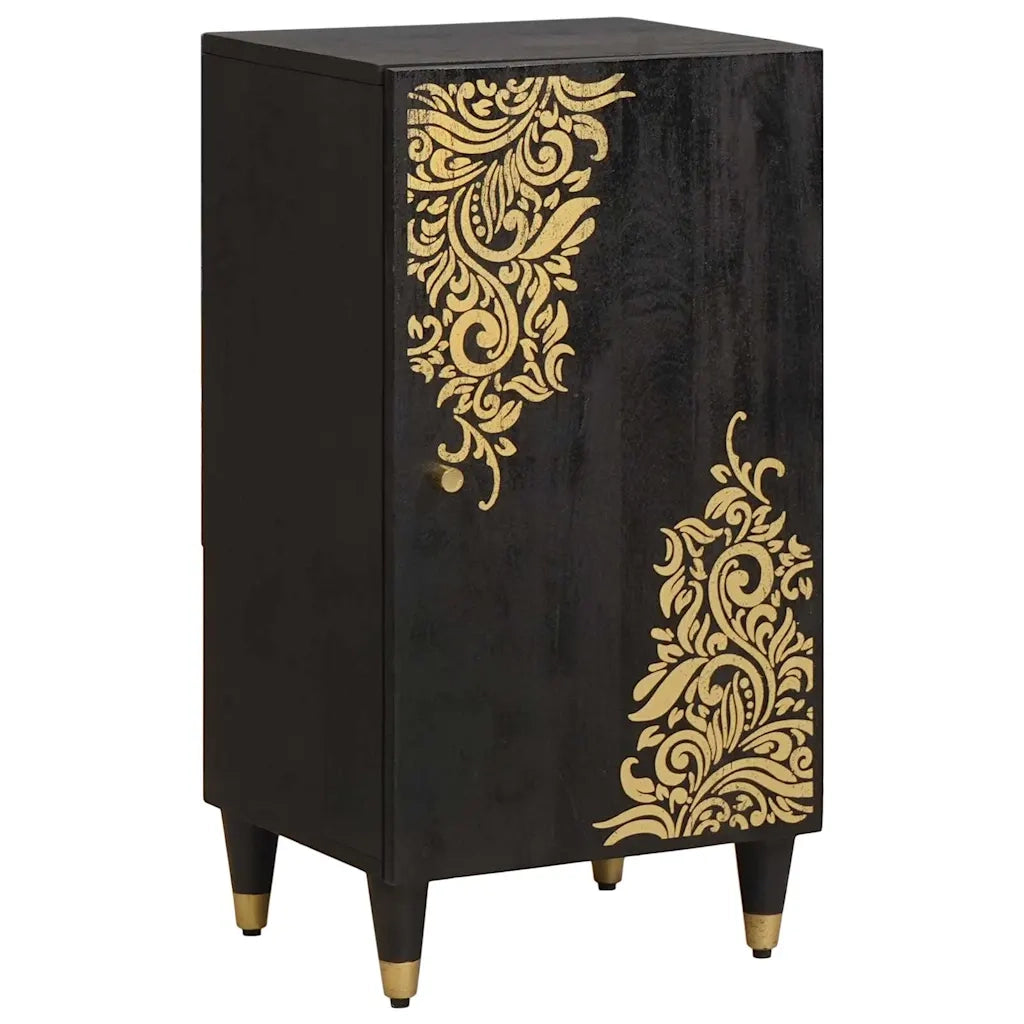 Credenza | Madia | Buffet da pranzo | Armadio da pranzo con porta Nero 40 x 33 x 75 cm Legno di mango massello