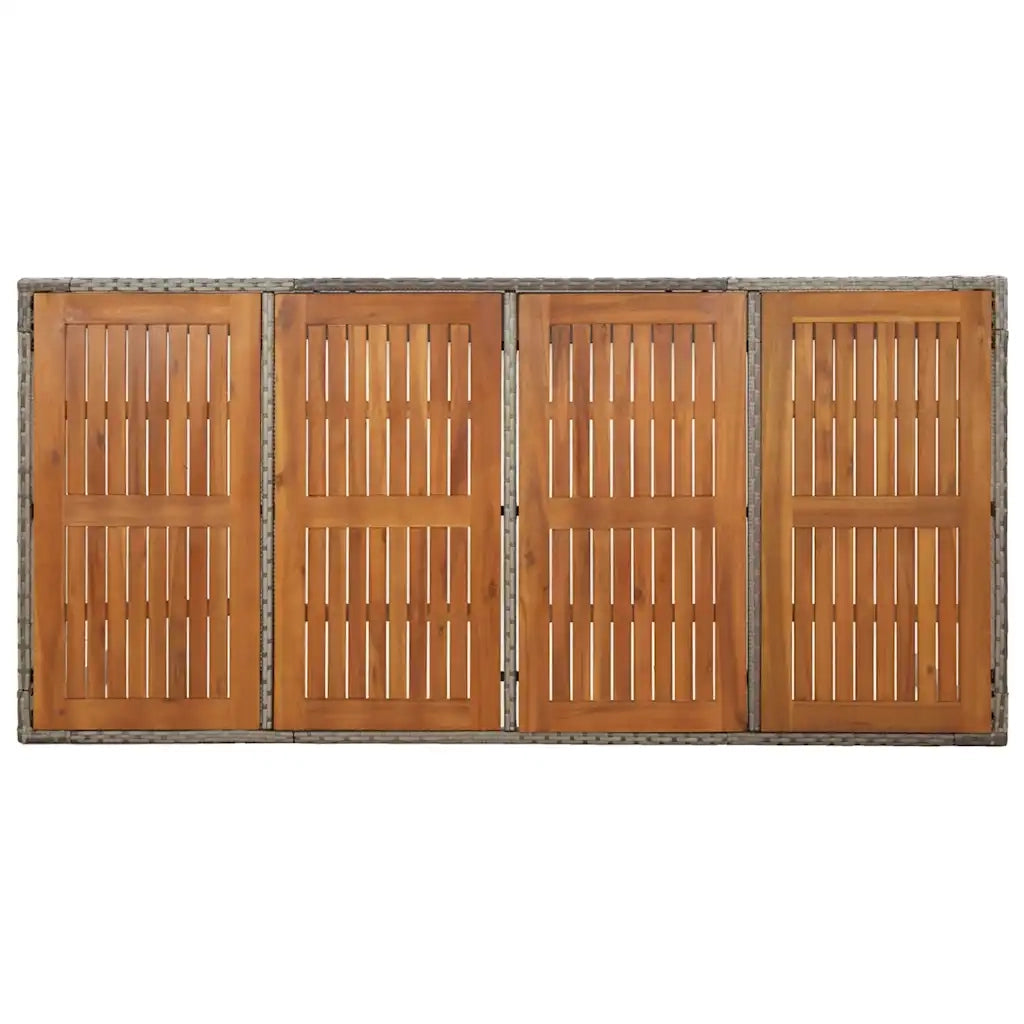 Tavolo da Giardino | Tavolino da esterno Piano in Legno Grigio 190x90x75cm Polyrattan