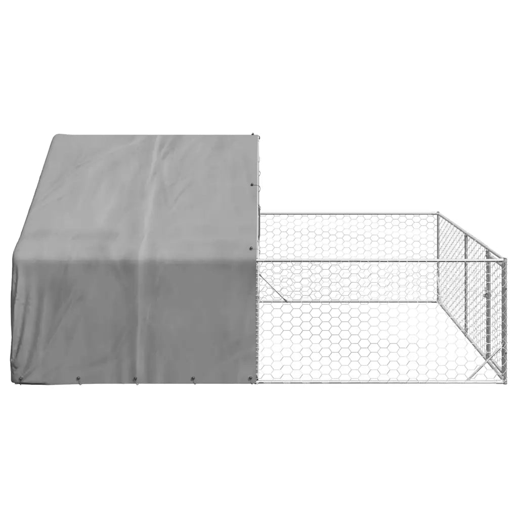 Cuccia per Cani da Esterno con Recinto 5x3x1,9m Acciaio Zincato
