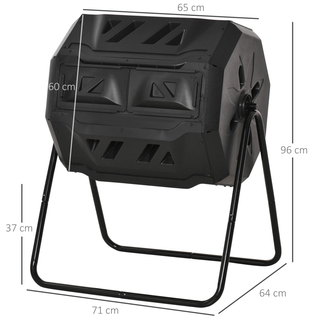 Compostiera 2 Contenitori Rotante ¨C Zephmum ¨C 160L 71x65x96 Nero