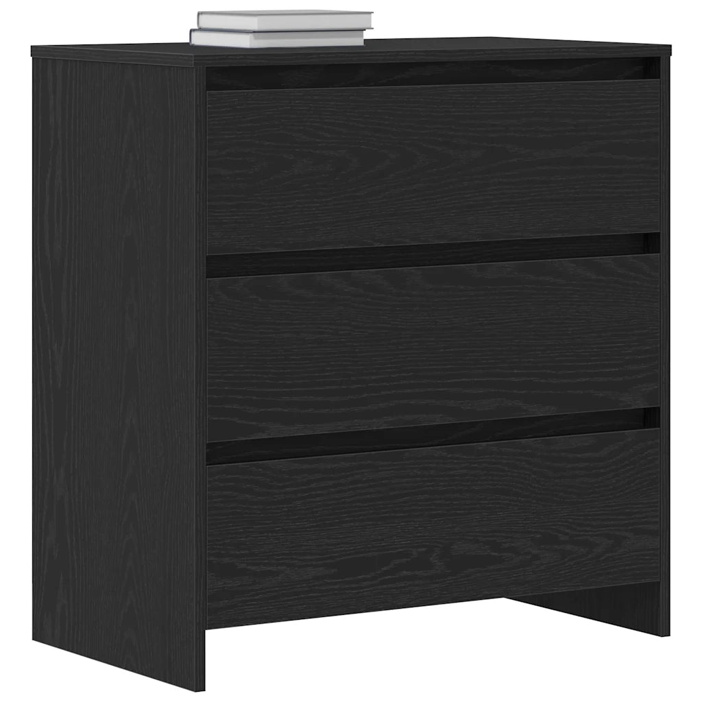 Credenza Rovere Nero 70x41x75 cm in Legno Multistrato 862083