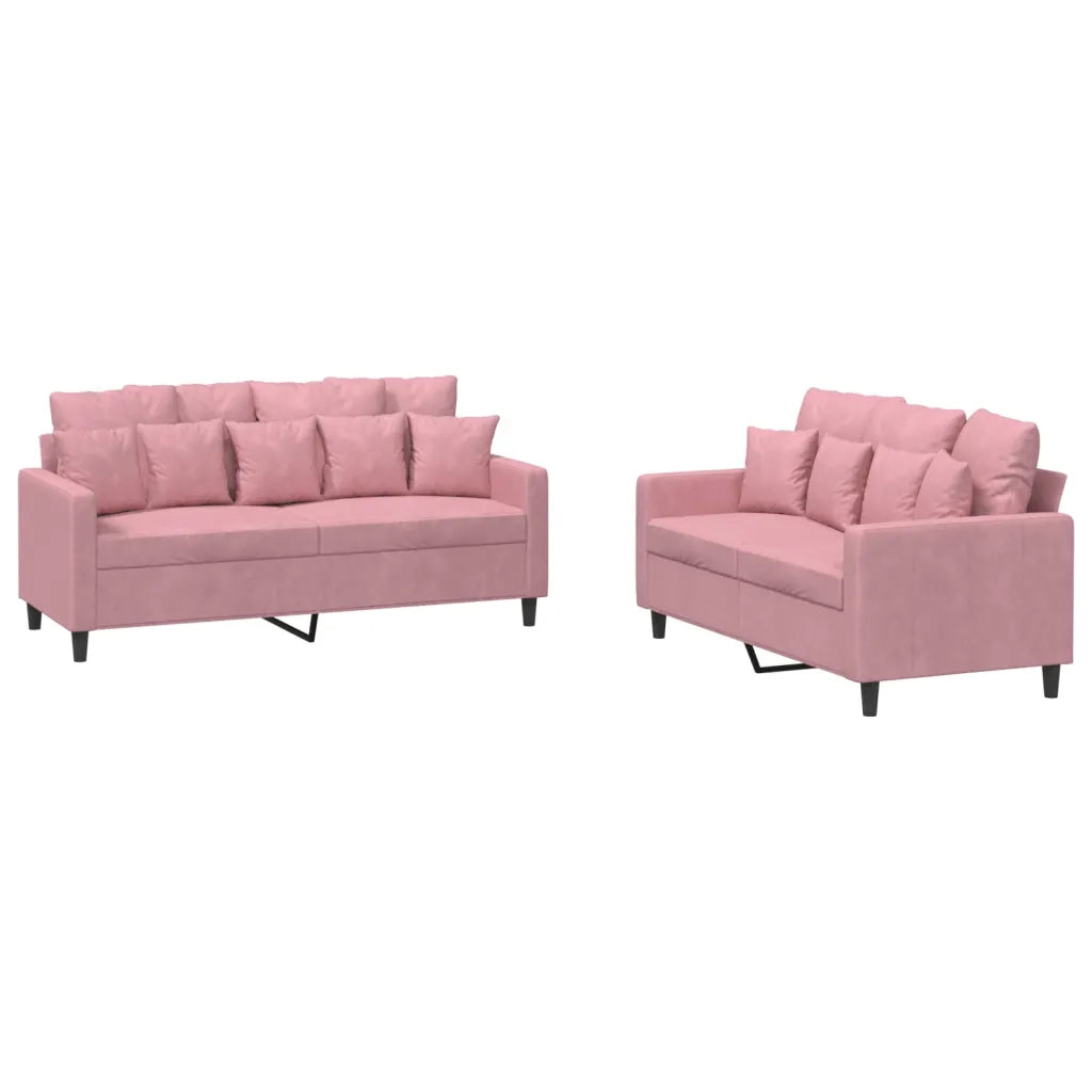 Set di Divani 2 pz con Cuscini rosa in Velluto 3201703