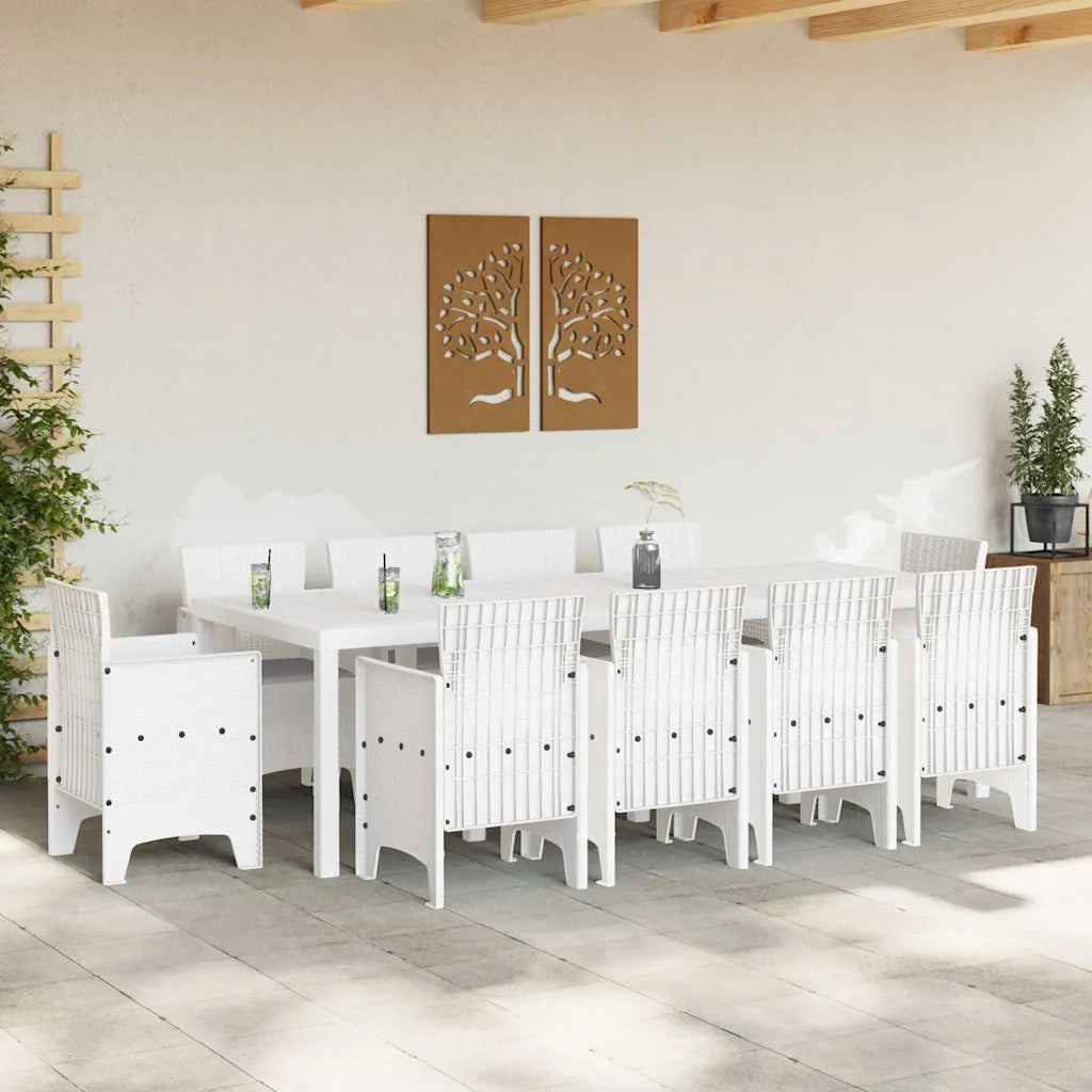 Set da Pranzo per Giardino 11 pcs Bianco Polipropilene