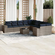 Set Divani da Giardino 11 pz con Cuscini Grigio in Polyrattan 3223120