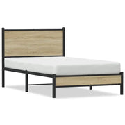 Letto singolo | Letto per adulti | Giroletto senza Materaso in Metallo Rovere Sonoma 107x203 cm