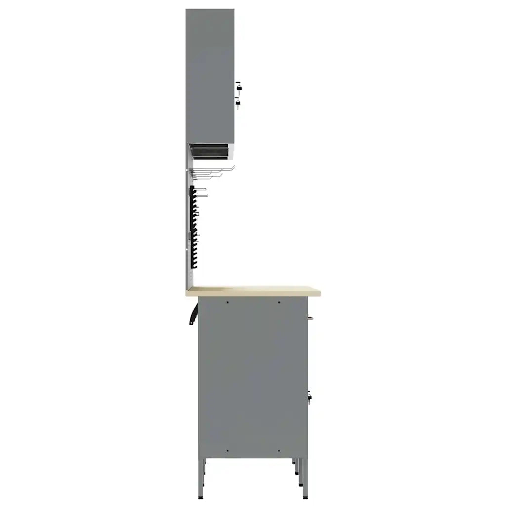 Mobile da lavoro 7 pcs Rosso Legno ingegnerizzato e acciaio 3321431