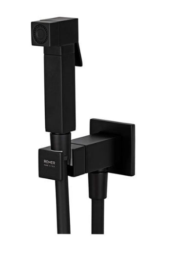 SET MISCELATORE CON DOCCETTA SHUT-OFF QUADRO- Nero Opaco- Remer- pezzi 1
