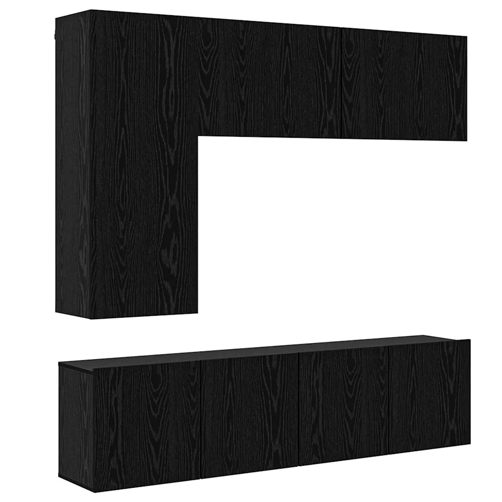 Mobile TV da Parete 5 pz-Set di 5 Credenza per TV sospesa Rovere Nero Legno multistrato 102787