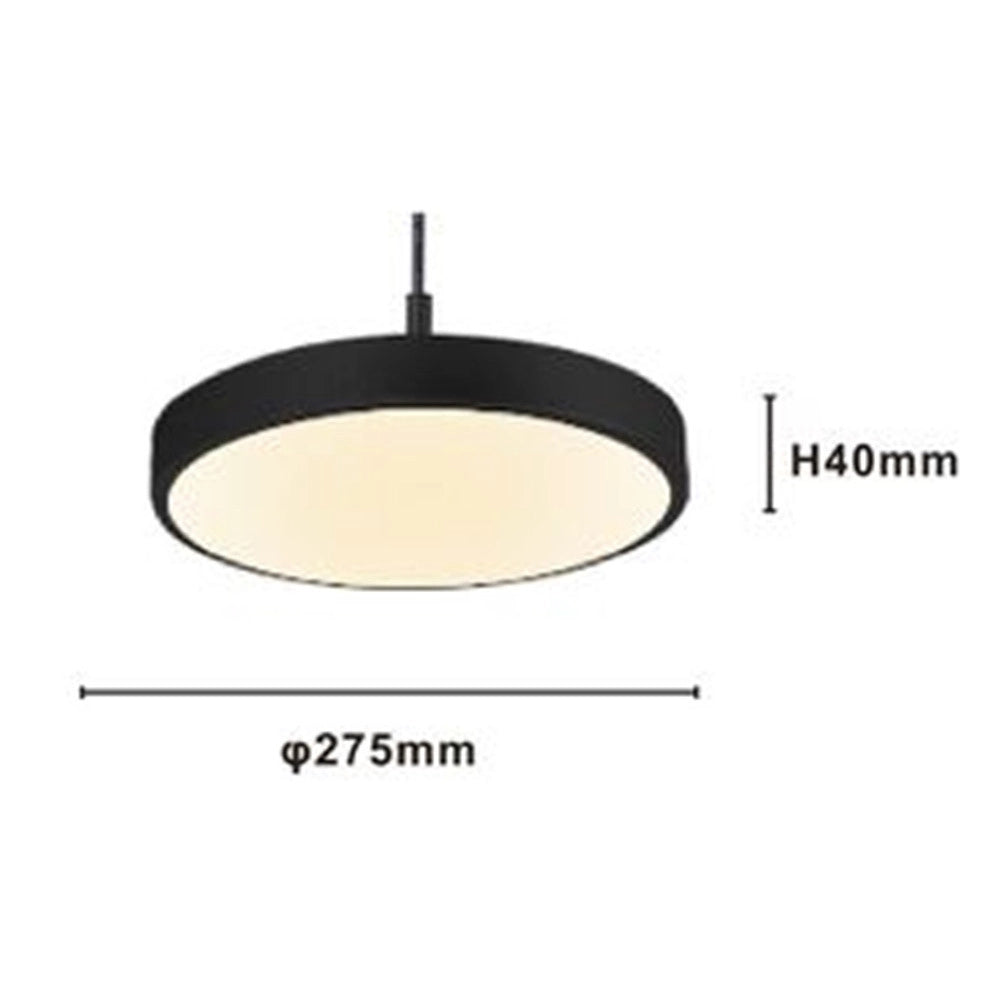 Trade Shop - Lampadario A Sospensione Led 40w Nero Cerchio Tondo Moderno Minimal Luce 4000k 32897 -