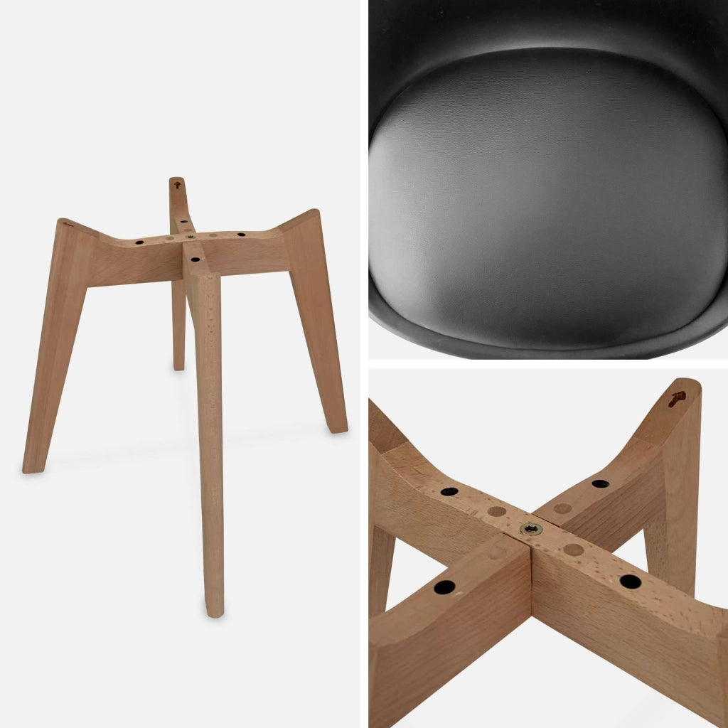 Set 6 sedie scandinave imbottite, gambe in legno per sala da pranzo,