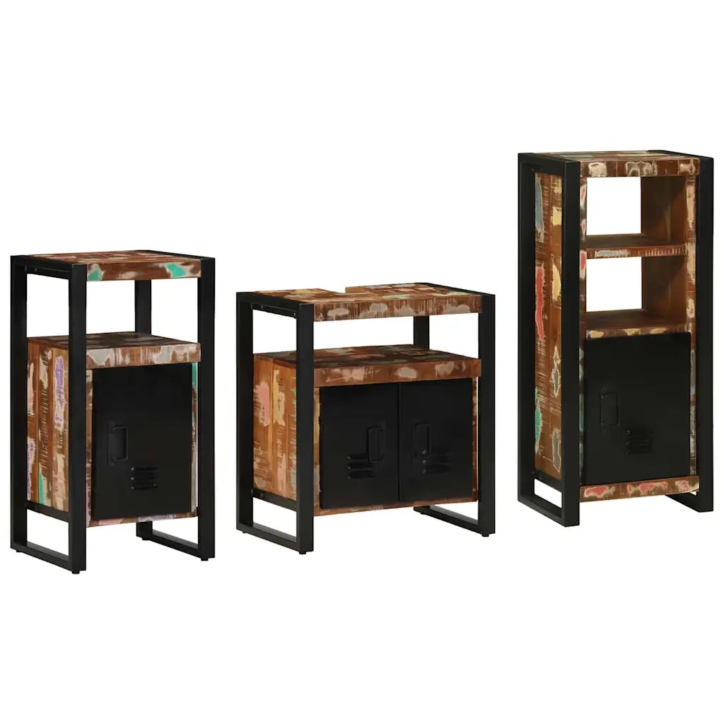 vidaXL Set di mobili per il bagno 3 pcs Legno massello riciclato