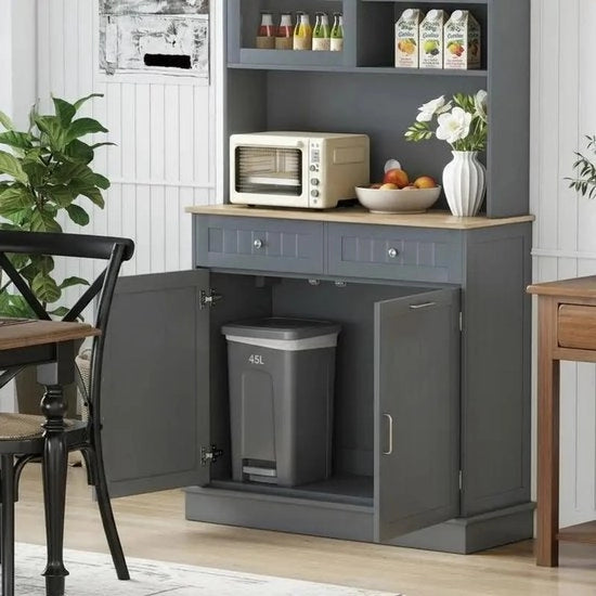 Cassettiera per cucina da 45L con 2 ante e pannelli regolabili, cassettone, grigio