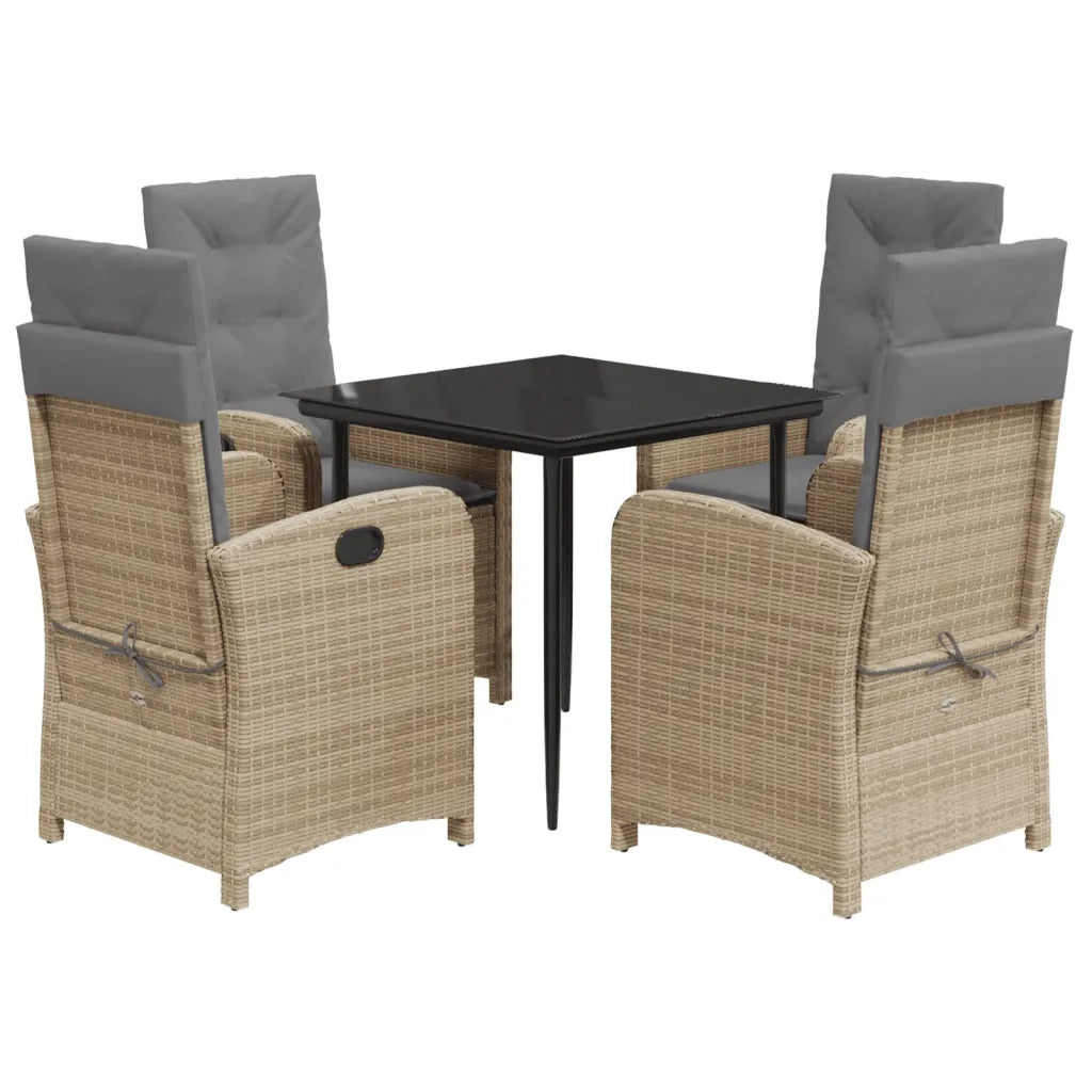 Set Pranzo da Giardino 5 pz con Cuscini Beige Misto Polyrattan 3212391
