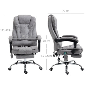 SEDIA Ufficio massaggiante reclinabile 65x70x111-119 cm Microfibra Grigio