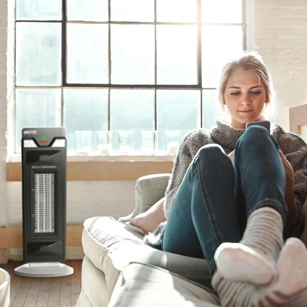 Eco Ceramic Diffusion - Stufetta Elettrica a Basso Consumo Energetico. Termoventilatore con Timer. 6 Regolazioni di temperatura