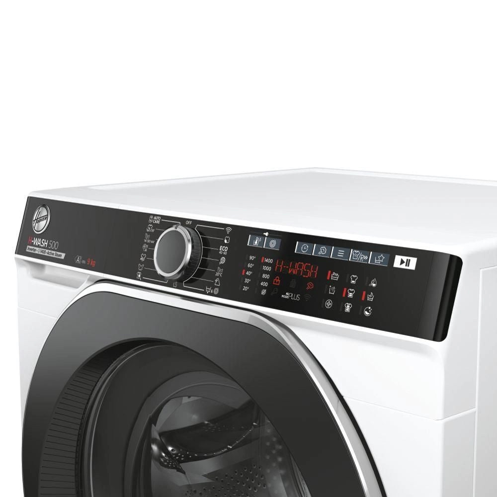 Hoover H-WASH 500 , Lavatrice Carica Frontale 9 KG, 15% più efficente della classe A, 1400 giri, Bianco, Inverter, Vapore, Wi-Fi, HWP 49AMBC7/1-S